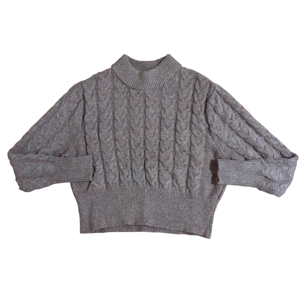 Sky Blue Brand Women’s Cable Knit Mock Neck Sweater Size Large Super Soft Pink